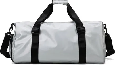 Immagine prodotto di Borsa da viaggio per uomo e donna con scomparto per scarpe e tasca impermeabile, grande, per palestra, sport, viaggi, nuoto, campeggio, argento