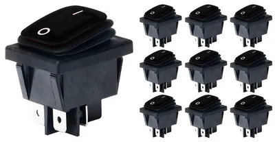 Produktbild von Orbit Wippschalter 4-polig 30 x 22 mm, 16 A, Schwarz - 10 Stück