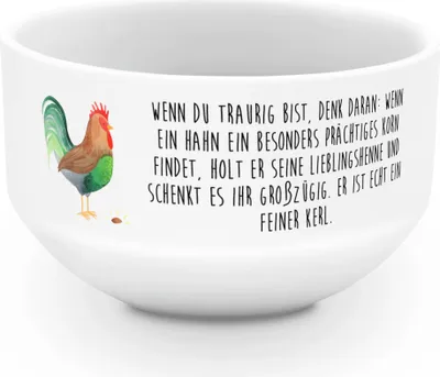 Produktbild von Mr. & Mrs. Panda Schüssel Hahn Korn - Weiß - Geschenk, porzellanschüssel, Bowlschale, schale, Landwirtin, Müslischale Lustig, Natur, Henne, Eier, Obstschale, Bauernhof