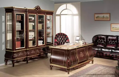 Immagine prodotto di Mobili da ufficio classici scrivania libreria 4 pezzi mobili in legno