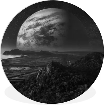 Produktbild von MuchoWow® Rundes Wandbild - Runde Bilder Planeten - Berge - Sterne Ø 30 cm Kreis Wanddekoration Kunststoff - Wandkreis - Wandschmuck - Schlafzimmer - Bilder - Der Kreis - Kunst für die Wohnung - Plastik - Kunstdruck - Wandbild