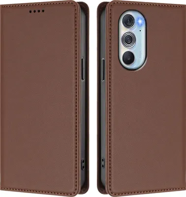 Produktbild von Handyhülle für Motorola Edge 30 Pro, Kunstleder Klapphülle Stoßfeste Magnetische Hülle mit Ständer Braun