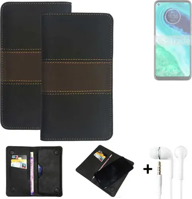 Produktbild von K-S-Trade Handyhülle + Kopfhörer kompatibel mit Motorola G8 Schutzhülle Walletcase Bookstyle Tasche Schutz Case Hülle Wallet Cover Kunstleder
