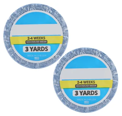 Imagen del producto de 2 unidades de cinta adhesiva para extensiones de cabello, de 3 yardas de longitud, resistente al agua y al sudor, de doble cara, ideal para pelucas