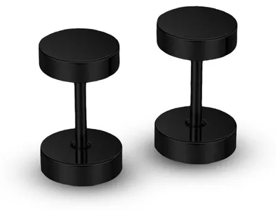 Produktbild von Ohrstecker mit Schraubverschluss Edelstahl 316L Schwarz 4–16mm Fake Plug Tunnel - 6 mm