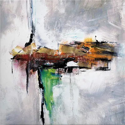 Produktbild von Leinwandbild Kunst 50 x 50 cm - Wandbild Braun Grün - Keilrahmen Abstrakt Wohnzimmerdeko Wanddeko Wandgemälde