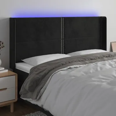 Produktbild von Design Möbel LED Kopfteil Schwarz 163x16x118/128 cm Samt - 2024 Neu