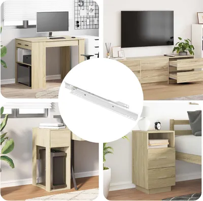 Immagine prodotto di vidaXL - Set di 87 guide per cassetti, colore bianco, acciaio