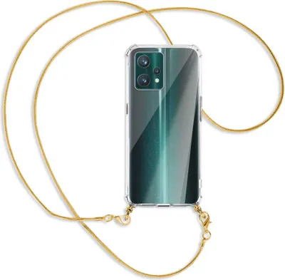 Produktbild von Handykette Backcover-Schutzhülle mit Band (Metall goldfarben) für Realme 9 Pro Plus 5G - goldfarbene Kette Snake