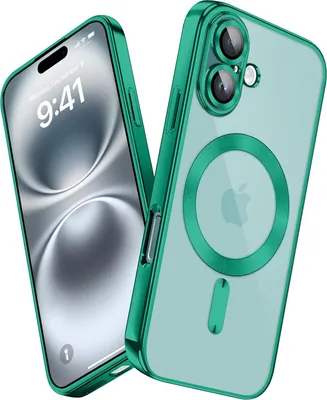 Obrázek produktu pro Pouzdro pro iPhone 16 Magnetické Ultra Tenké Průhledné Pouzdro s Magsafe a Ochranným Krytem na Kameru Zelený