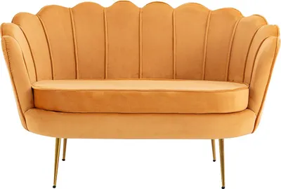 Produktbild von Muschelförmiges 2-Sitzer-Sofa aus senfgelbem Velours DANDELION von Pascal Morabito