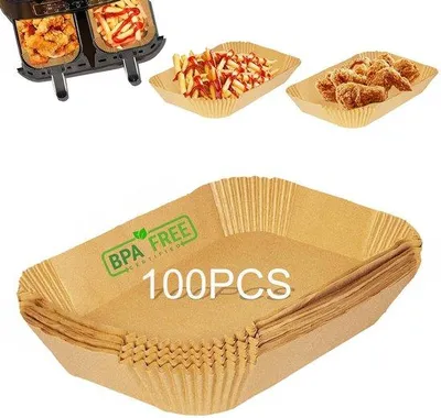 Image de Feuilles de papier pour friteuse à air chaud de type Ninja, 22 x 14 cm, 100 pièces, pour les grandes friteuses à air chaud à deux zones.