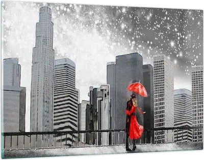Produktbild von Bilder auf glas - Stadt Haus Straße - 120x80cm - Glasbilder - Wandbilder - Kunstdruck - zum Aufhängen bereit - Wanddekoration aus Glas - Glas Bilder - Wandbild auf Glas - Einteilig - GAA120x80-3948