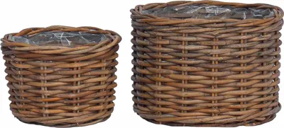 Immagine prodotto di vidaXL Cesto portavasi con contenitore 2 pezzi Marrone Rattan Kubu