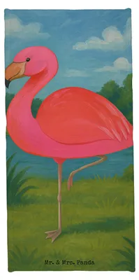 Produktbild von Mr. & Mrs. Panda Strandlaken Flamingo Classic Design - Aquarell Pink - Geschenk, Reisehandtuch, sporthandtuch, Ich, Handtuch, Strandtuch, Einzigartig, Stolz, Freundin