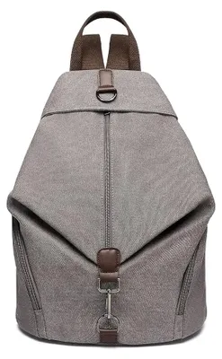 Produktbild von Canvas-Rucksack - Vintage-Tagesrucksack - Uni - Unter 20 l - Schultertasche - Für Reisen, Outdoor & Schule - Grau