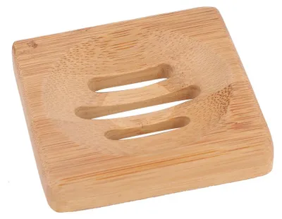 Produktbild von Seifenbox aus Holz, Seifenschale aus Bambus, Seifenablage, schimmelresistente, hygienische Bambusbox mit Abfluss (quadratisch)