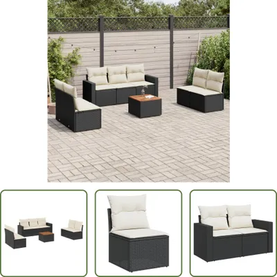Produktbild von The Living Store 8-tlg. Garten-Sofagarnitur mit Kissen Schwarz Poly Rattan