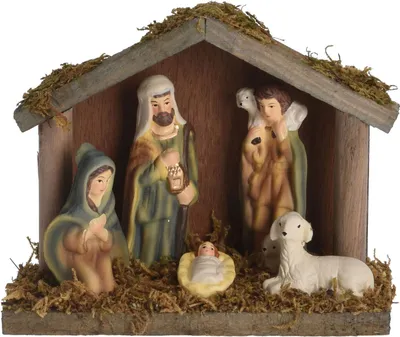 Produktbild von Holzkrippe Szene mit 5 Figuren