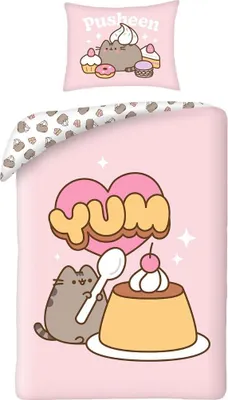 Produktbild von Pusheen - Bettwäsche-Set "Yum", Baumwolle AG3500 (Einzelbett) (Pink/Grau/Weiß)