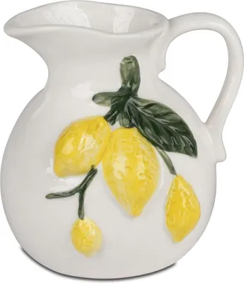 Produktbild von Deko Krug, Vase LIMONE mit Zitronen weiß gelb H. 13cm Porzellan Formano S26