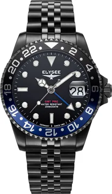 Produktbild von ELYSEE Herrenuhr GMT  Pro. schwarz onesize Herren zweite Zeitzone, Verschraubte Krone, Leuchtzeiger, Datumsanzeige 40 mm 80590, 80591, 80592, 80593, 80594, 80598, 80599, 80600, 80615