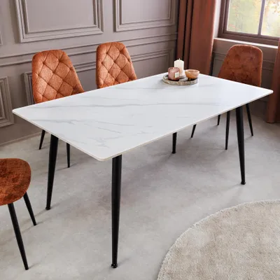 Produktbild von riess-ambiente Esstisch MILANO 140cm weiß schwarz Keramik Metallbeine für 6 Personen
