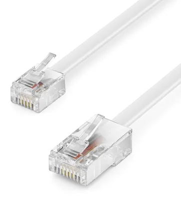 Produktbild von deleyCON 40m Telefonkabel RJ11 auf RJ45 99% Kupfer AWG28 - Weiß