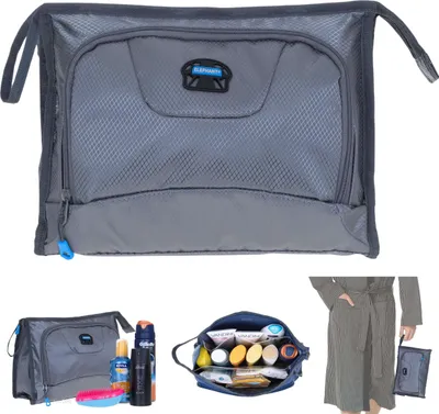 Produktbild von Kulturbeutel Kulturtasche groß Damen Herren Elephant Washbag Sport Reise Sauna Kosmetiktasche Tasche Trainer 1240 Titan Grau + Beutel