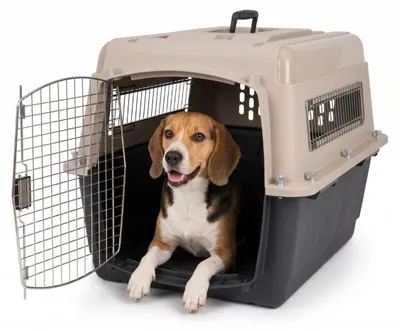 Image de Boîte de transport Trixie VARI Kennel IV : 52 × 55 × 71 cm, dunkelblau/beige