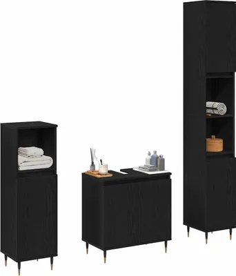 Obrázok produktu pre vidaXL Súprava kúpeľňového nábytku 3 ks čierny dubový vzhľad 30 x 30 x 190 cm