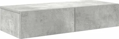 Image de vidaXL Étagère murale avec tiroirs gris béton 80x33x17 cm Bois composite