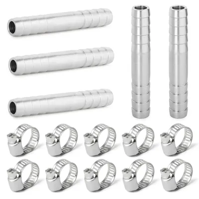 5 Stück 10 mm Edelstahl-Schlauchverbinder mit Klemmen