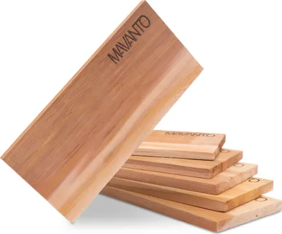 Produktbild von MAVANTO® XXL Grillbretter Räucherbretter - Zedernholz Grillbrett zum Grillen - EXTRA DICK (30x14x1,5cm) langlebig & wiederverwendbar (6er Set)