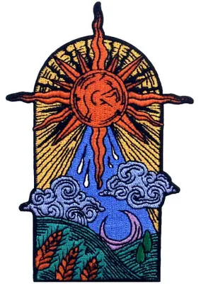 Stickpatch Sonne, geborduurd, 7,4 x 11,2 cm, aufbügelbar