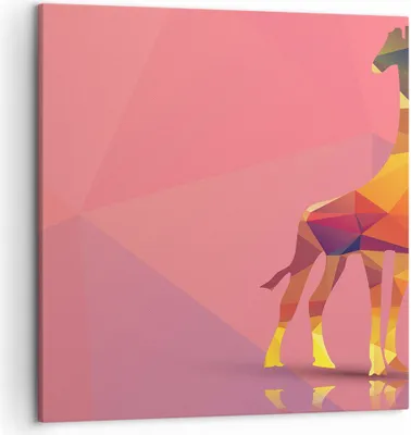 Produktbild von Bild auf Leinwand - Leinwandbild - Giraffe modern Grafik - 50x50cm - Wand Bild - Wanddeko - Leinwanddruck - Bilder - Kunstdruck - Wanddekoration - Leinwand bilder - Wandkunst - AC50x50-2805
