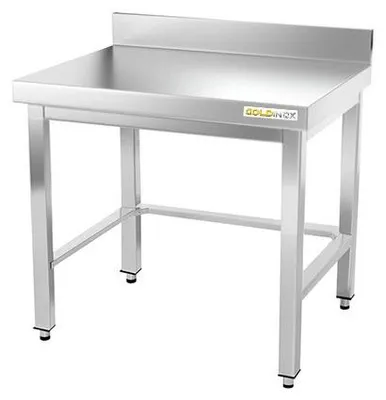 Imagen del producto de Mesa de trabajo de acero inoxidable con base de 800 x 800 mm, con refuerzo PREMIUM - GOLDINOX