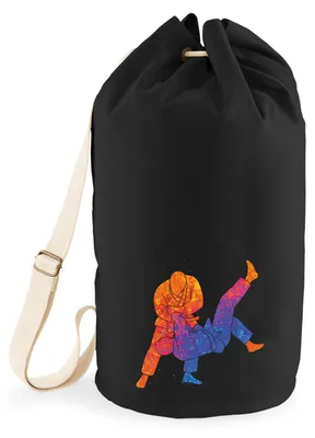 Produktbild von Huuraa Seesack Judo bunte Silhouette 20 Liter Black Baumwolle Rucksack Geschenkidee