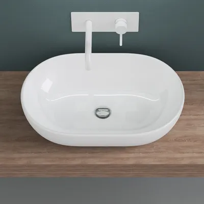 Produktbild von doporro Waschbecken 60x40x15cm Aufsatzwaschbecken aus Keramik in weiß inkl. Nano-Versiegelung Brüssel322