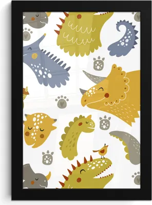 Produktbild von MuchoWow® MuchoWow® Gerahmtes Poster Dinosaurier - Schnittmuster - Jungen - Dino - Kinder 20x30 cm - Poster mit zchwarzem Bilderrahmen - Drucken - Bilder Poster im Rahmen