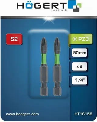 Produktbild von Hogert Technik Schrauberbit HT1S158 50mm Werkzeugstahl Blisterpack für PZ3