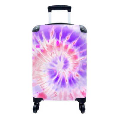 Produktbild von MuchoWow® Koffer Handgepäck Trolley Rollkoffer Kleine Reisekoffer mit 4 Rollen - Krawattenfärbung - Lila - Rosa - Cabin Size < 55x40x23 cm & 55x40x20 cm - Fotokoffer - Kabinenkoffer - Boardgepäck - Reise-Box - Reisekoffer - Reisegepäck - Koffer mit Bild - Trolley für Kinder