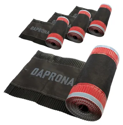 Produktbild von DAPRONA Firstband Alu, 4 Rollen, 330mm x 5m, Schwarz, RAL 9005, Butylband wasserdicht Firstblech, Dachabdichtung selbstklebend, Dachfirst Abdeckung, Alubutyl Roller