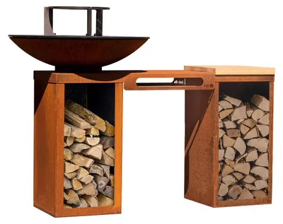Produktbild von Plancha-Set PIO 80 Deluxe 1 - mit 2 Holzlagern, Ablage und Topgrill
