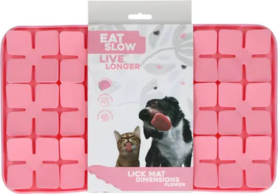 Image de Eat Slow Live Longer Tapis à lécher Flower rose, Dimensions : 21 x 34 cm
