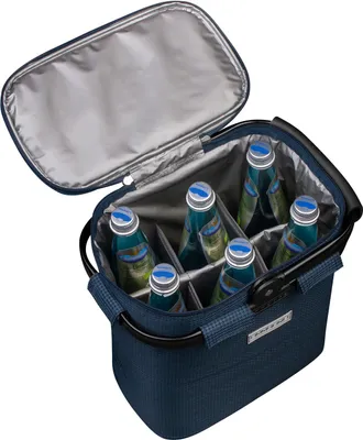Produktbild von Bottlebasket anndora Flaschenträger für 6 Flaschen mit Kühlfunktion - blau - Hahnentritt