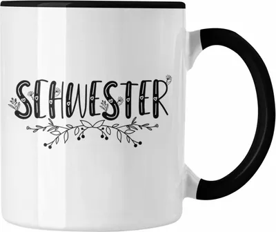 Produktbild von Trendation - Lieblingsschwester Tasse Geschenk für Schwester Spruch Schwester Kaffeetasse Geschenkidee Sprüche (Schwarz)