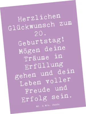 Produktbild von Mr. & Mrs. Panda Postkarte Spruch 20. Geburtstag - Lavendeltraum - Geschenk, Teenagerzeit, Erwachsensein, Ansichtskarten, Unterstützung, Freund, Postkarten, Alter