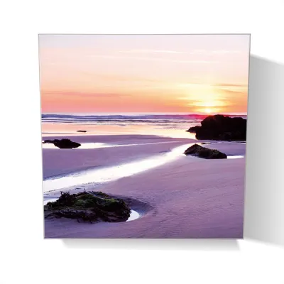 Produktbild von Wallario Schlüsselkasten aus Glas, Motiv: Sonnenuntergang am einsamen Strand, 30 x 30 cm mit Haken