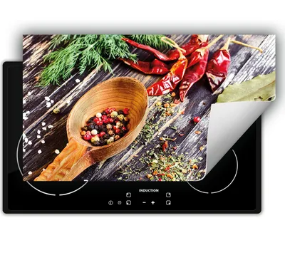 Produktbild von DarHaus Herdabdeckplatte 90x52 cm Anti Rutsch Matte Aufrollbar, Chilli - Holz